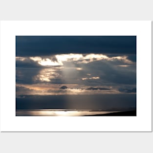 Lightshafts over the mountains of the west coast of Scotland Posters and Art